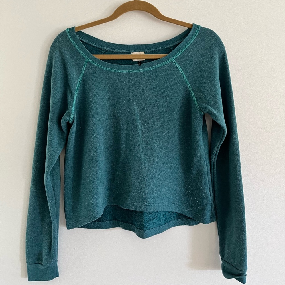 Check & Stripe Turquoise Blue Lightweight Sweater/ Small